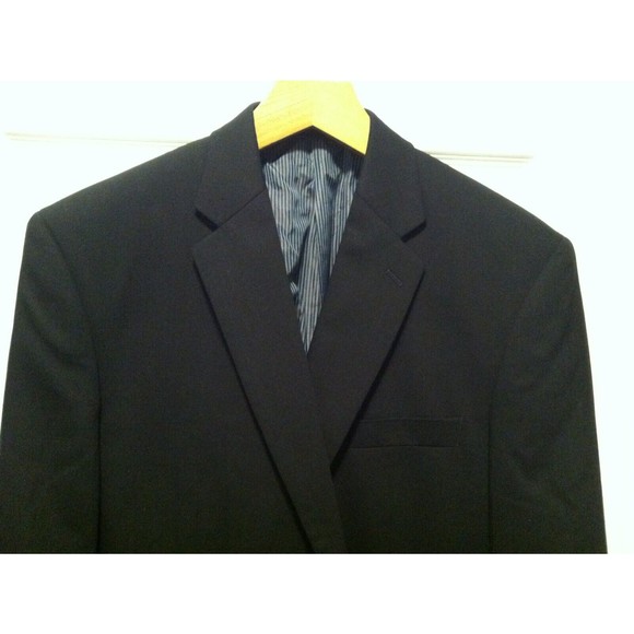 CALVIN KLEIN MENS NAVY 100%WOOL DOUBLE VENTED SPORT JACKET COAT BLAZER SIZE:46R